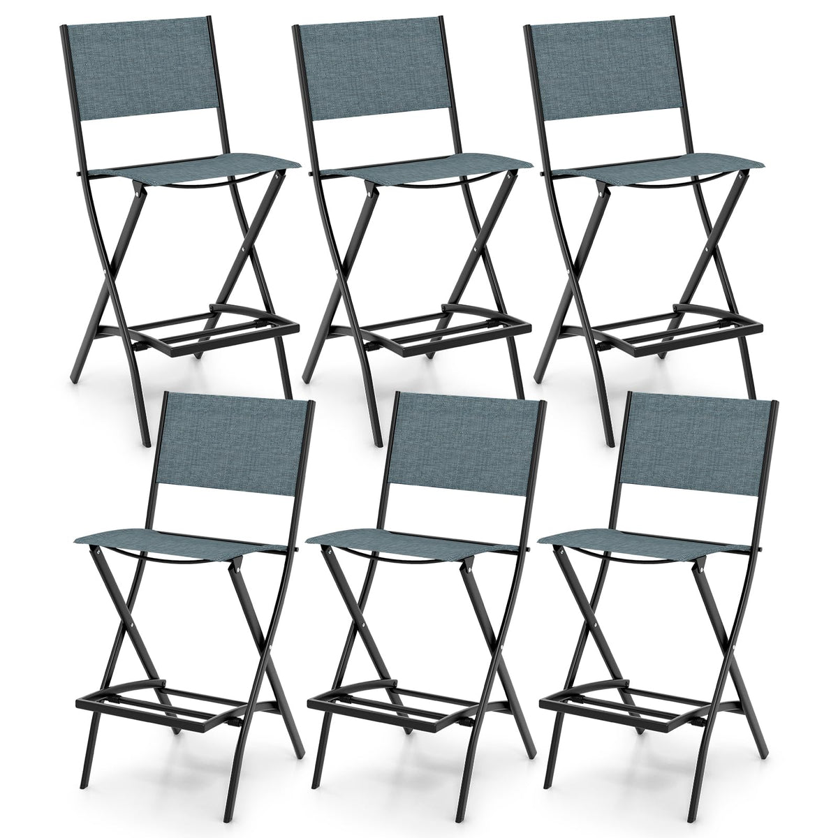 Goflame Folding Patio Bar Chairs Set of 6