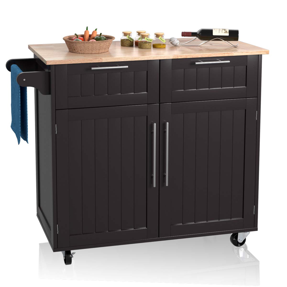 Goflame Kitchen Island Cart Rolling Storage Trolley Cart