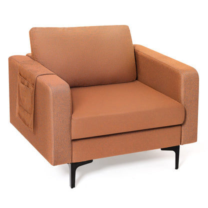 Goflame Modern Accent Chair w/Comfy Thick Cushion, Magazine Pockets