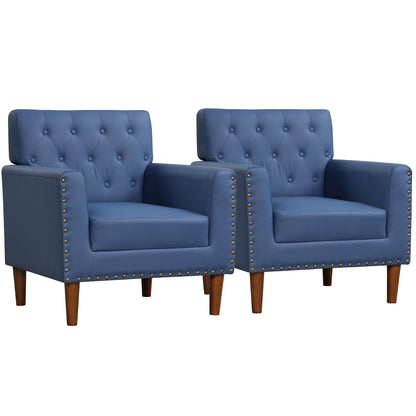 Goflame Mid Century Modern Accent Chair with Button Tufted Decoration and Rivets