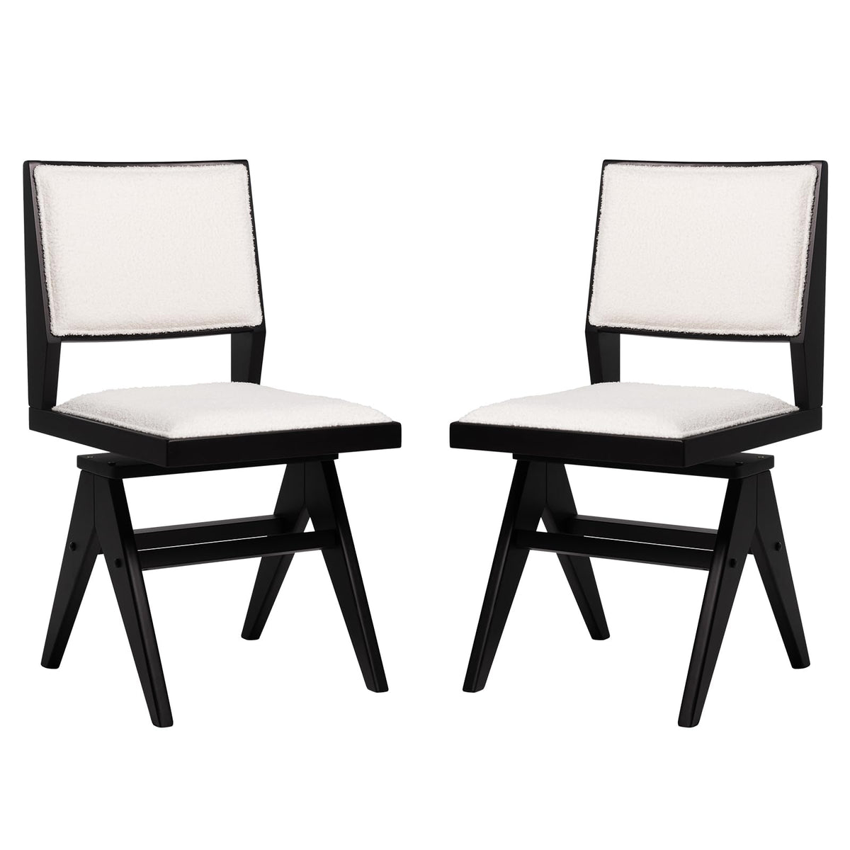 Goflame Swivel Dining Chairs Set of 2/4, Faux Sherpa Kitchen Chairs w/Rubber Wood Frame