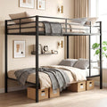 Goflame Heavy-Duty Metal Bunk Bed Full Over Full with Ladder & Full Length Safety Guardrail