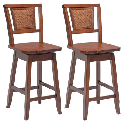 Goflame 24.5 Inch Counter Height Bar Stool with Rattan Back