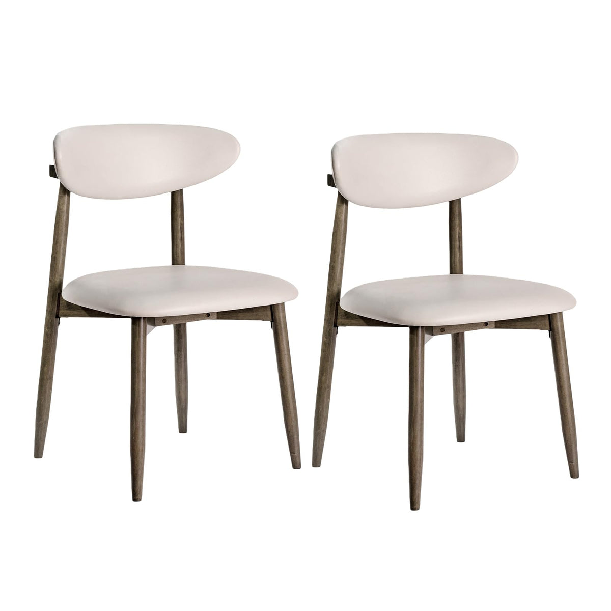 Goflame Wooden Dining Chairs Set of 2/4 with Curved Backrest & Solid Rubber Wood Legs