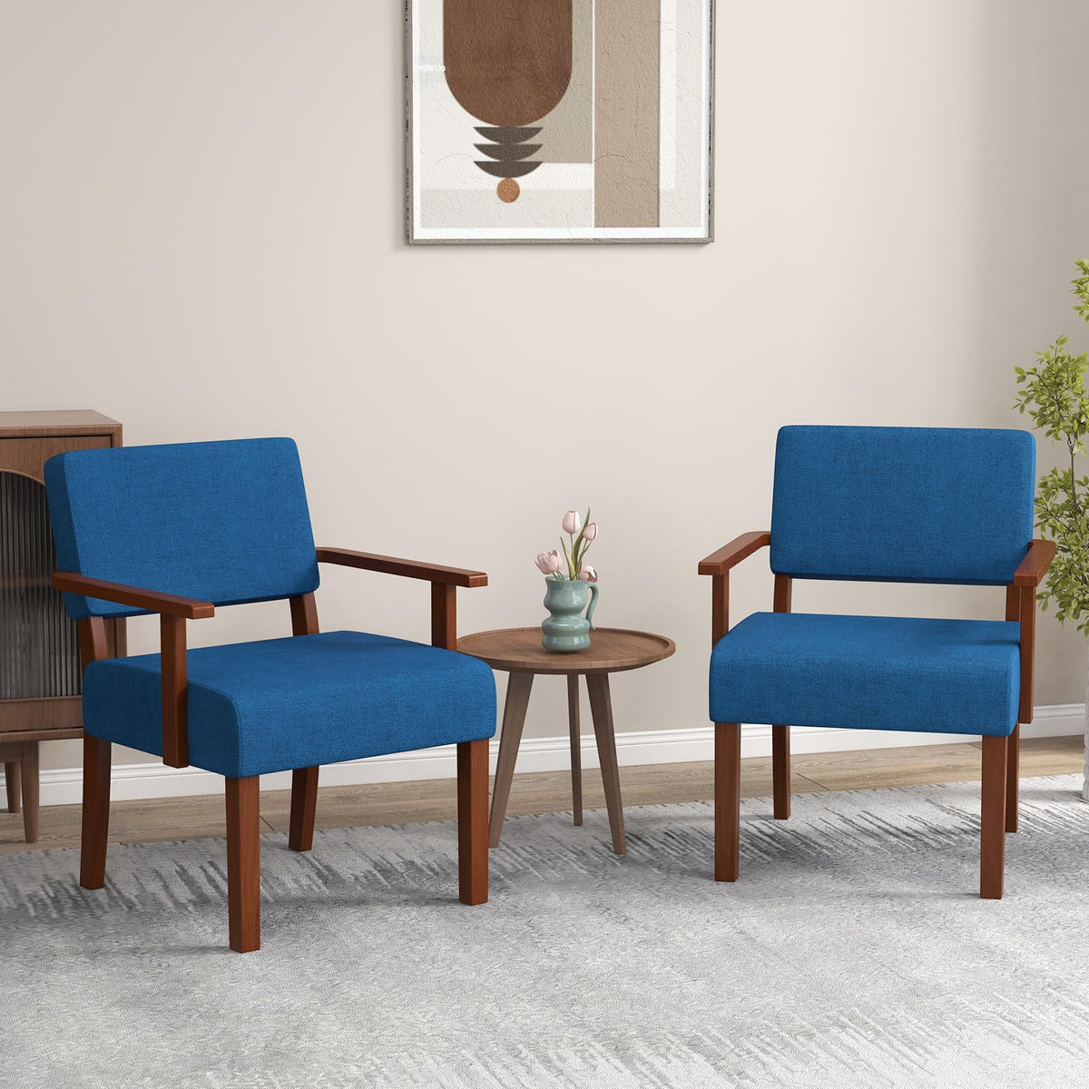 Goflame Modern Accent Chair, Linen Living Room Arm Chair w/Soft Padded Seat & Backrest