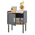 Goflame Nightstand with Storage, Bedside Table with Single Door Cabinet, Small Space, Gray