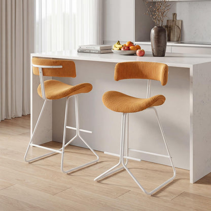 Goflame 25" Fabric Upholstered Armless Counter Height Chairs with Metal Legs & Footrest