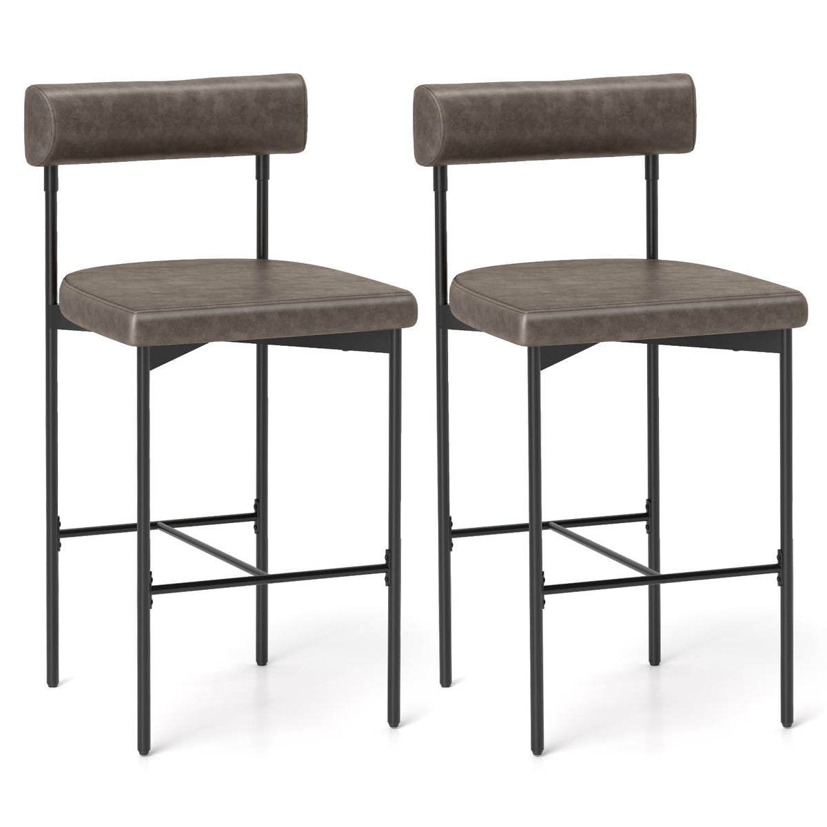 Goflame Counter Height Bar Stools, 26 Inch Upholstered Bar Chairs with Back