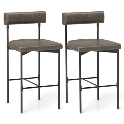 Goflame Counter Height Bar Stools, 26 Inch Upholstered Bar Chairs with Back