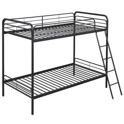 Goflame Metal Bunk Bed Twin Over Twin, Heavy Duty Twin Bunk Beds with Inclined Ladder & Safety Guardrails