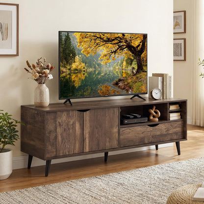 Goflame TV Stand for TVs up to 65 Inches Rustic Entertainment Center