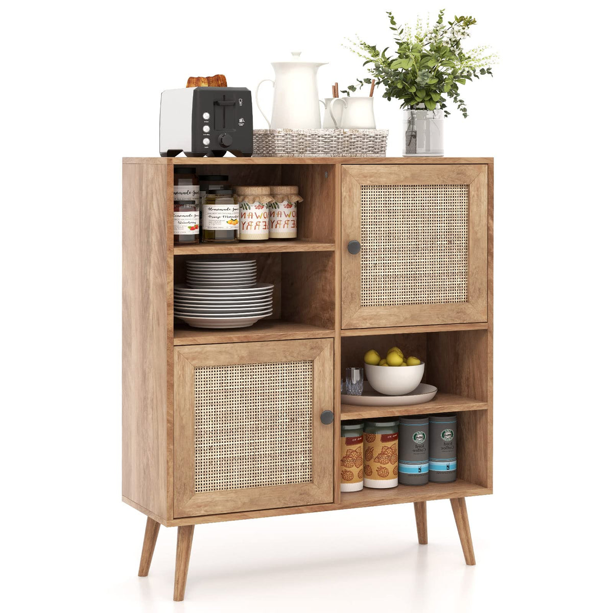 Goflame Buffet Cabinet, Wood Sideboard Storage Cabinet