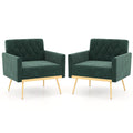Goflame Modern Velvet Accent Chair Set of 1/2, Mid-Century Upholstered Single Sofa Chair w/Button Tufted Back