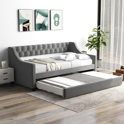 Goflame Upholstered Twin Daybed with Trundle