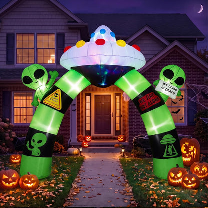 9.8 FT/ 300 CM Alien Halloween Inflatable Archway w/ Lights