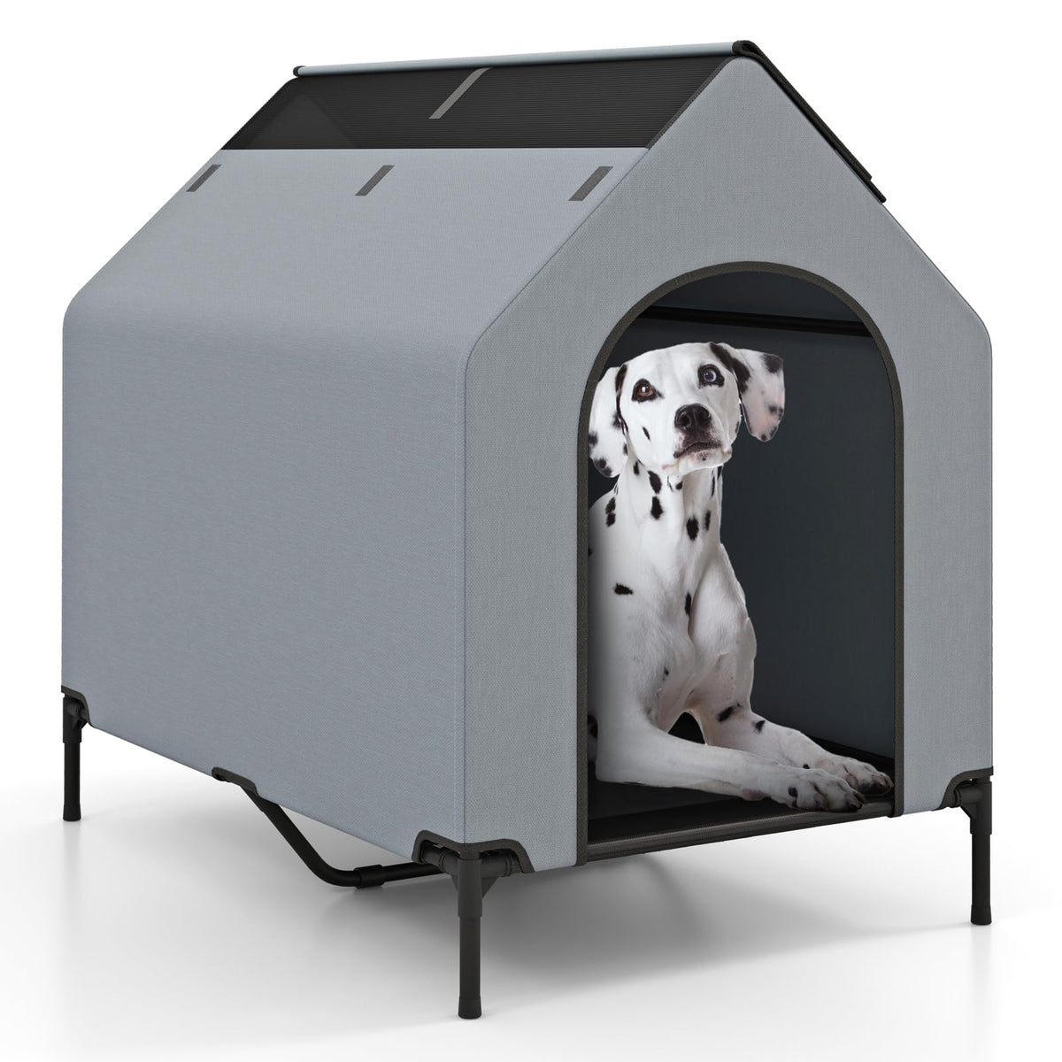 Goflame Dog House Outdoor Extra Large, Elevated Dog Bed with Weatherproof Canopy