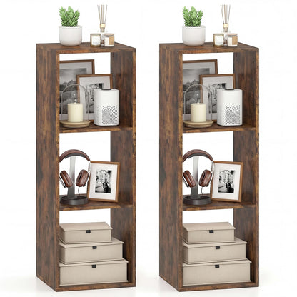 Goflame 3-Cube Bookcase, White Cubby Bookshelf w/Back Guardrail & Anti-Tipping Kits