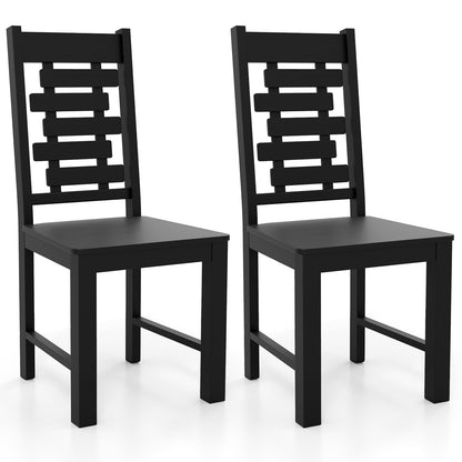 Goflame Wooden Dining Chairs Set 100% Solid Rubber Wood Kitchen Chair with High & Tilted Backrest