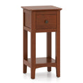 Goflame Narrow End Table with Drawer 23.5" H Side Table w/Open Storage Shelf & Solid Wood Frame
