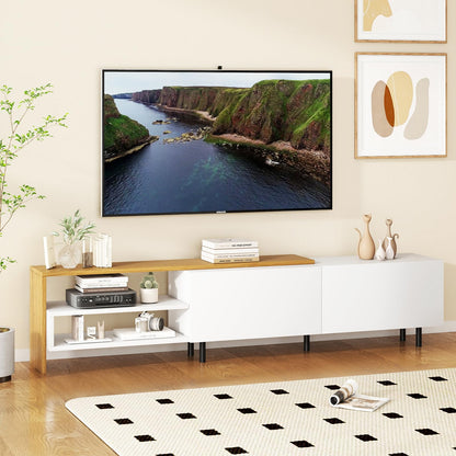 Goflame Modern TV Stand for 80 Inches TVs with Storage Shelves and Cabinets
