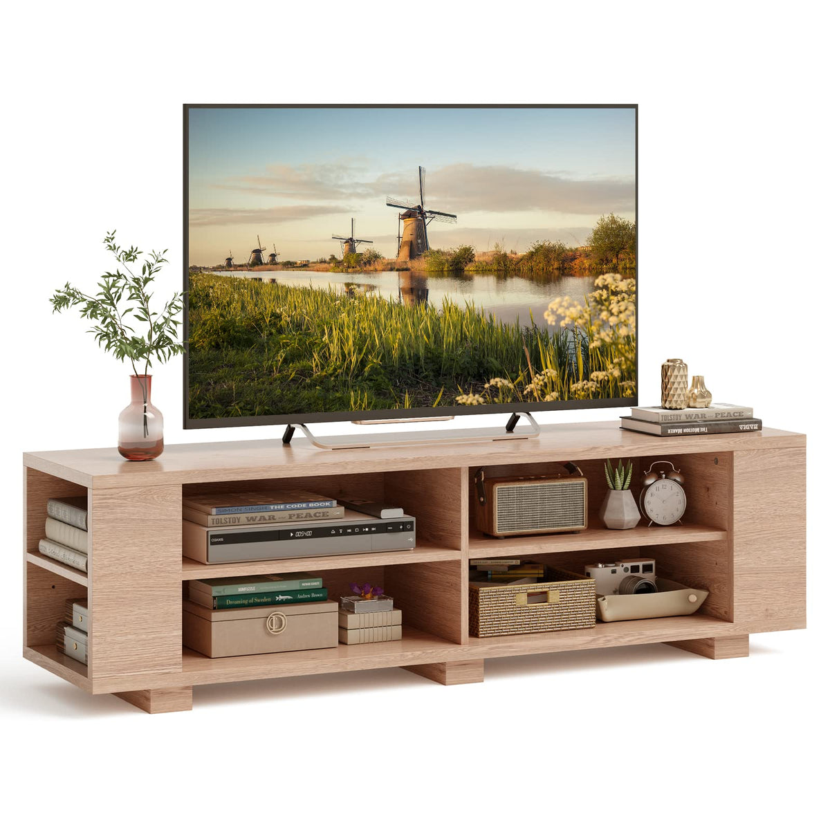 Goflame TV Stand Entertainment Center - Farmhouse Television Table up to 65 Inches TVs, 7 Colors