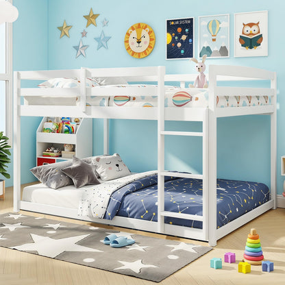 Goflame Full Over Full Bunk Bed with Full-Length Guardrails