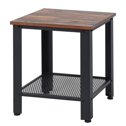 Goflame Nightstand Side Table 2-Tier W/Adjustable Feet, Storage Shelf and Metal Frame