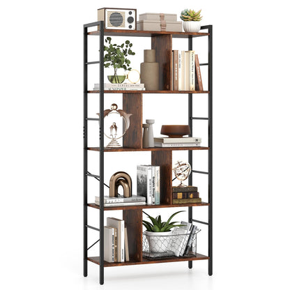 Goflame 5-Tier Tall Bookshelf 61" Industrial Bookcase w/Metal Frame