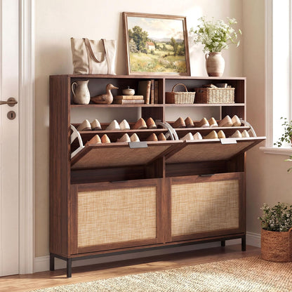 Goflame Large Shoe Storage Cabinet w/ 4 Flip Drawers