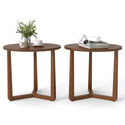 Goflame Round Side Table Set of 1/2 Compact Accent Bedside Night Stand for Living Room Bedroom