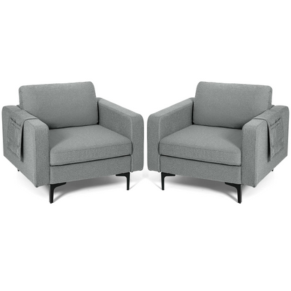 Goflame Modern Accent Chair w/Comfy Thick Cushion, Magazine Pockets