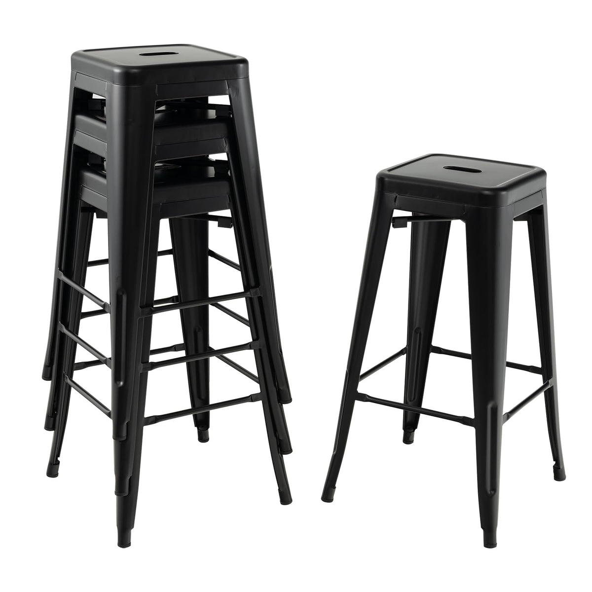 Goflame Metal Backless Bar Stools Set of 4, 30" Bar Height Modern Industrial Barstools w/Cut-out Handle