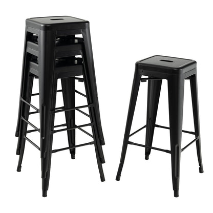 Goflame Metal Backless Bar Stools Set of 4, 30" Bar Height Modern Industrial Barstools w/Cut-out Handle
