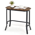 Goflame Narrow End Table w/Rustic Wood Grain & Stable Steel Frame, 25.5"x12.5"x24.5" Rustic Brown