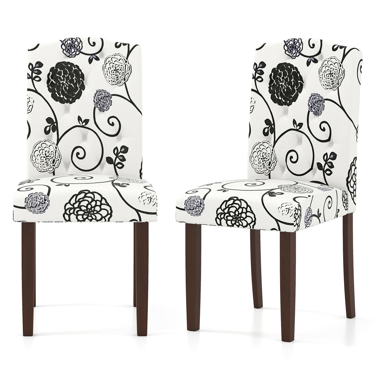 Goflame Upholstered Dining Chairs Set of 2/4 Button Tufted Fabric Upholstered Parson Chairs