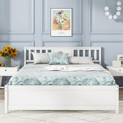 Goflame Solid Wood Platform Bed Frame, Mid Century Full Bed Frame with Headboard