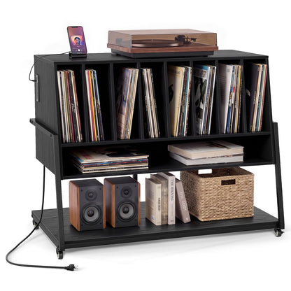 Goflame large Record Player Stand with Charging Station