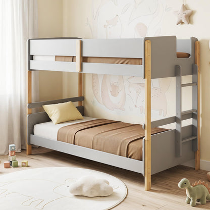 Goflame Twin Over Twin Bunk Bed with Ladder for Kids Teens Bedroom