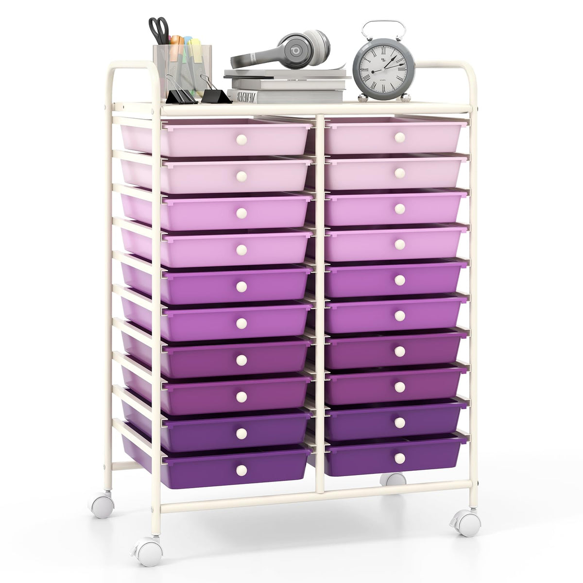 Goflame Storage Drawer Carts, 20-Drawer Organizer, Utility Cart on Wheels