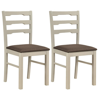 Goflame Wood Farmhouse Upholstered Kitchen Chairs with Ladder Back Design (2/4)