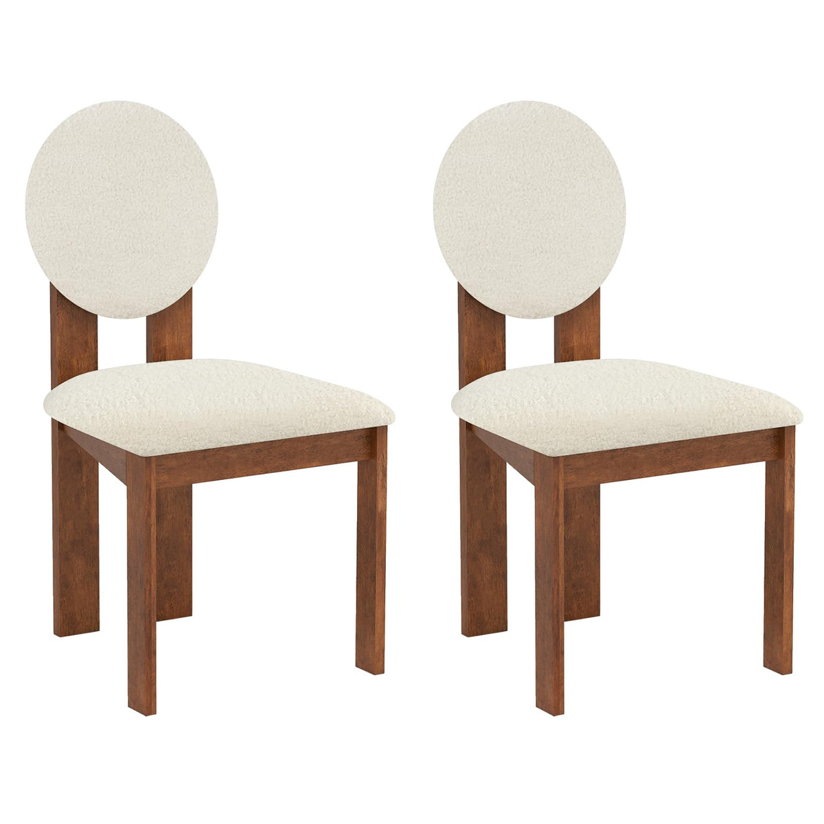 Goflame Sherpa Dining Chairs Set of 2/4 Mid Century Modern Kitchen Chairs w/Rubber Wood Legs