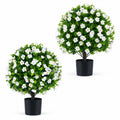 GOFLAME Artificial Boxwood Topiary Ball Tree Set of 2  for Indoor Outdoor Home Porch Garden