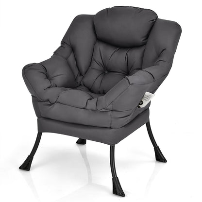 Goflame Modern Lazy Chair, Accent Contemporary Lounge Chair Polyester Fabric w/Steel Frame
