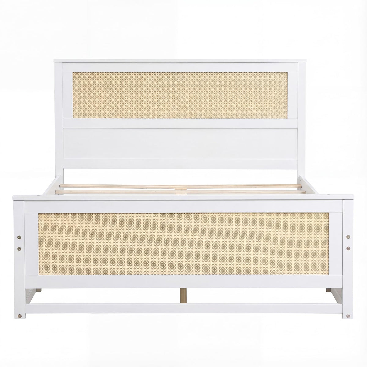 Goflame Full/Twin Size Rattan Bed Frame with 2 Storage Drawers