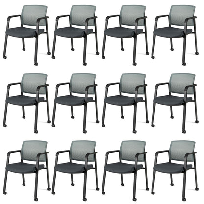 Goflame Waiting Room Chair Set, Rolling Office Desk Chairs with PU Wheels (2 / 4 / 6 / 8 / 10 / 12 Pack Options)