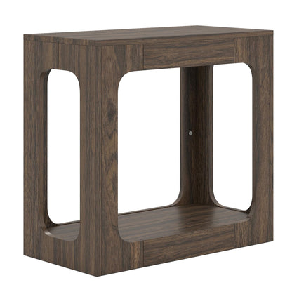 Goflame Narrow End Table 2-Tier Farmhouse Side Table with Open Storage Shelf