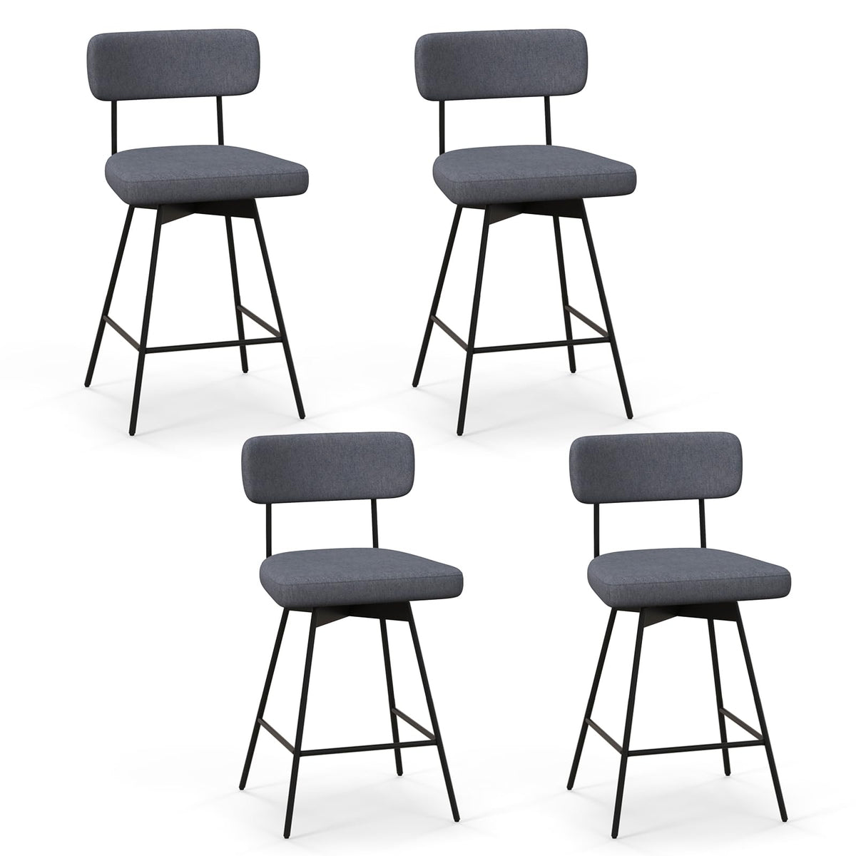 Goflame Swivel Bar Stools, Upholstered Bar Height Bar Chairs w/Padded Seat & Backrest
