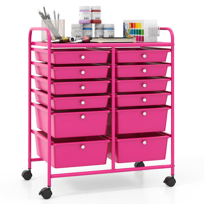 Goflame 12 Drawer Rolling Storage Cart Tools Scrapbook Paper Office School Organizer