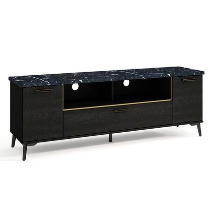 Goflame TV Stand for TVs up to 75", 63-Inch Mid Century Modern Entertainment Center with Flip Door Cabinet