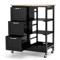 Goflame Kitchen Island Cart with Storage, Bar Serving Cart on Wheels with 3 Deep Drawers